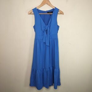 BCBG Maxazria Sleeveless Midi Dress Peekaboo Tie Front